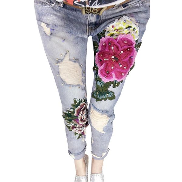 women's jeans women pants luxury beading embroidered flared female vintage large size boyfriend loose ripped denim trousers, Blue
women's jeans women pants luxury beading embroidered flared female vintage large size boyfriend loose ripped denim trousers, Blue