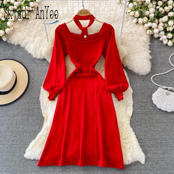 casual dresses autumn winter for women 2021 square neck long sleeve women's knitted dress a-line knee-lenght vintage black robe, Black;gray
casual dresses autumn winter for women 2021 square neck long sleeve women's knitted dress a-line knee-lenght vintage black robe, Black;gray