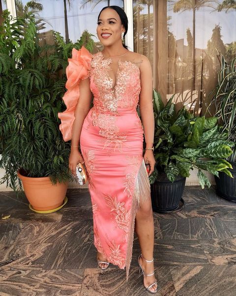 2022 slit prom dresses long sleeves extra puffy organza lace tassels aso ebi pink evening gowns ankle length plus size, Black
2022 slit prom dresses long sleeves extra puffy organza lace tassels aso ebi pink evening gowns ankle length plus size, Black