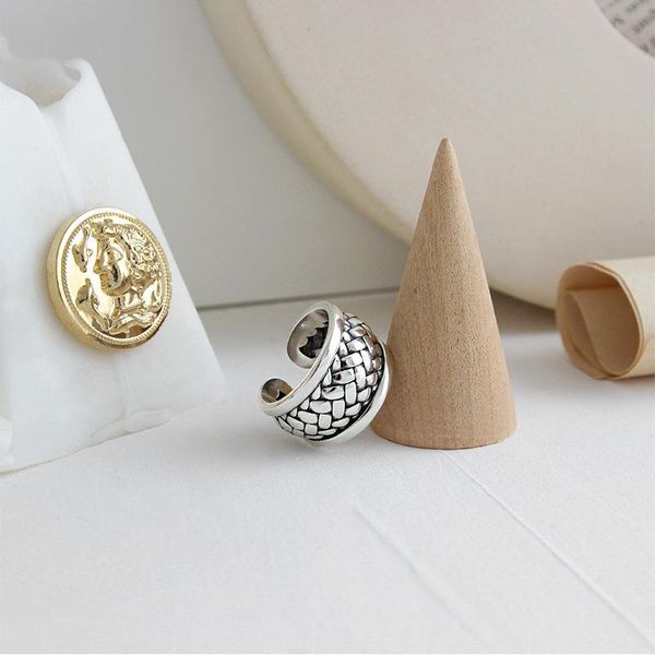 sterling silver open ring normcore vintage old woven wide face femme punk adjustable accessories gift cluster rings, Golden;silver
sterling silver open ring normcore vintage old woven wide face femme punk adjustable accessories gift cluster rings, Golden;silver