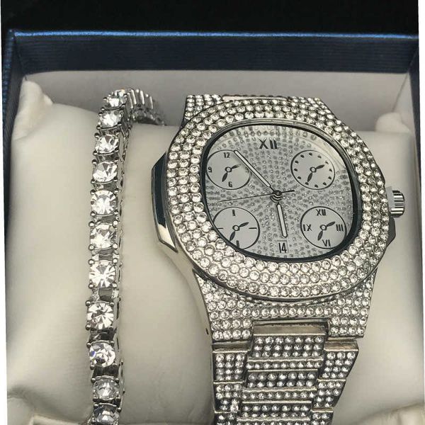 luxury men gold color watch & bracelet combo watch set miami chain in crystal ice out cuban hip hop jewelry king for men h1022, Silver
luxury men gold color watch & bracelet combo watch set miami chain in crystal ice out cuban hip hop jewelry king for men h1022, Silver