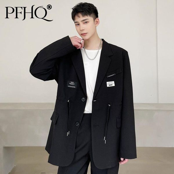 men's suits & blazers pfhq men wear fashionable simple suit coat waist drawstring design single breasted oversized 2021 autumn 21d3549, White;black
men's suits & blazers pfhq men wear fashionable simple suit coat waist drawstring design single breasted oversized 2021 autumn 21d3549, White;black