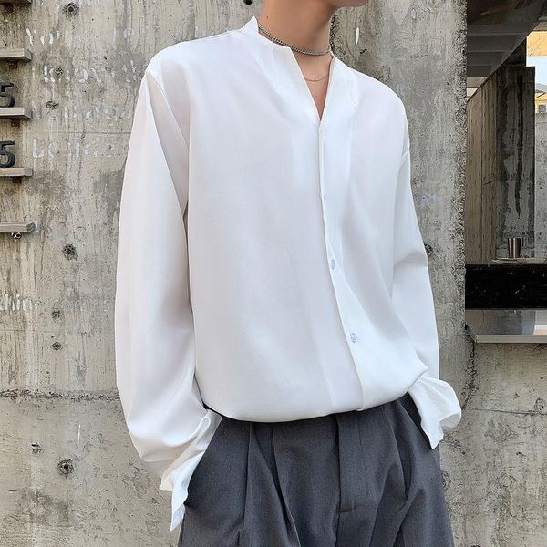 men's casual shirts streetwear fashion flat v-neck loose trend long sleeve shirt khaki korean tide 2021 autumn, White;black
men's casual shirts streetwear fashion flat v-neck loose trend long sleeve shirt khaki korean tide 2021 autumn, White;black