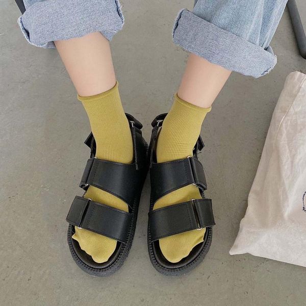 chaussure femme flat snadals women hook loop platform shoes woman 2021 summer sandals for solid female, Black 
chaussure femme flat snadals women hook loop platform shoes woman 2021 summer sandals for solid female, Black