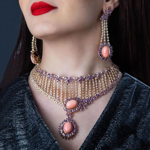 earrings & necklace godki trendy uae 4pcs real coral pink dubai jewelry set for women wedding party zircon crystal neckalce earring, Silver
earrings & necklace godki trendy uae 4pcs real coral pink dubai jewelry set for women wedding party zircon crystal neckalce earring, Silver