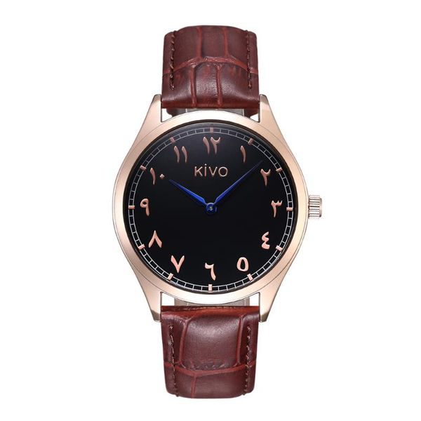 wristwatches rose gold tone black face kivo brand arabic numeral watch japanese movement, Slivery;brown
wristwatches rose gold tone black face kivo brand arabic numeral watch japanese movement, Slivery;brown
