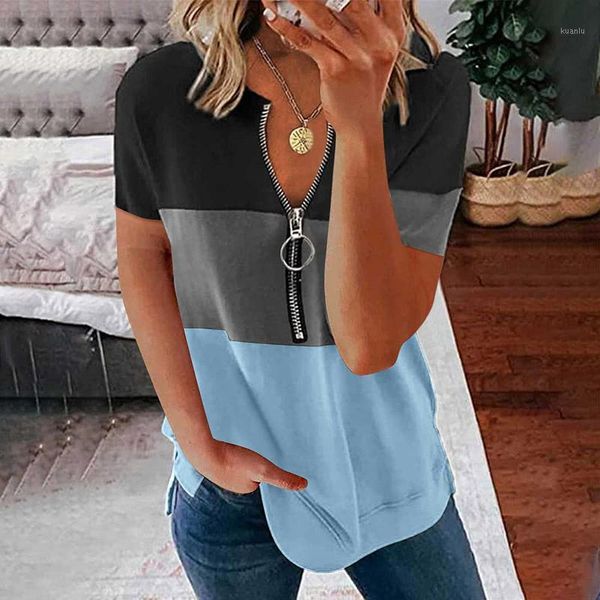 women's blouses & shirts fashion casual patchwork v-neck t-shirt loose short sleeve pullover tee female clothing camisetas de mujer, White
women's blouses & shirts fashion casual patchwork v-neck t-shirt loose short sleeve pullover tee female clothing camisetas de mujer, White