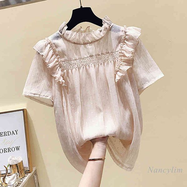 blouses short sleeve chiffon blouse for women fashion ruffled stand collar pullover shirt gilr's lady's blusas mujer, White
blouses short sleeve chiffon blouse for women fashion ruffled stand collar pullover shirt gilr's lady's blusas mujer, White