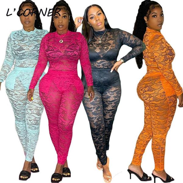 women's two piece pants see through lace suits long sleeve bodysuit & slim set party club women outfits plus size s-3xl, White
women's two piece pants see through lace suits long sleeve bodysuit & slim set party club women outfits plus size s-3xl, White