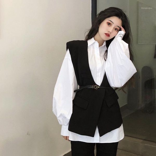 korean ins fake 2 pcs patchwork black blouse women work style office lady slim waist blusas long sleeve casual shirt femme women's blou, White
korean ins fake 2 pcs patchwork black blouse women work style office lady slim waist blusas long sleeve casual shirt femme women's blou, White