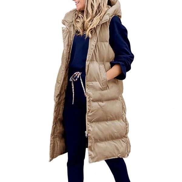 women's trench coats winter down coat solid color single-breasted casual hooded sleeveless warm women jacket for daily wear, Tan;black 
women's trench coats winter down coat solid color single-breasted casual hooded sleeveless warm women jacket for daily wear, Tan;black