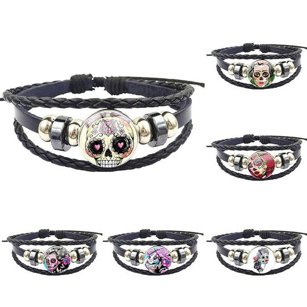 charm bracelets miss sugar skull with love glass cabochon maxi black leather bracelet bangle jewelry for women handmade girls, Golden;silver
charm bracelets miss sugar skull with love glass cabochon maxi black leather bracelet bangle jewelry for women handmade girls, Golden;silver