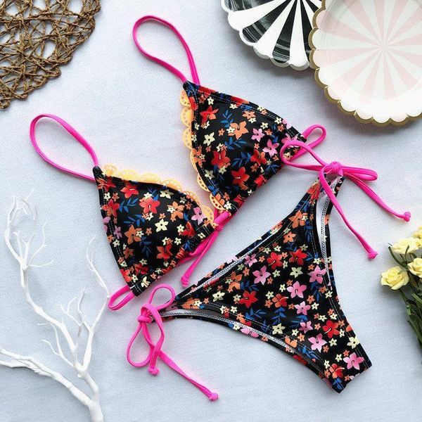 women's swimwear women bikini set bandage push-up swimsuit padded bra floral bathing suit beahwear swimming costume, White;black
women's swimwear women bikini set bandage push-up swimsuit padded bra floral bathing suit beahwear swimming costume, White;black