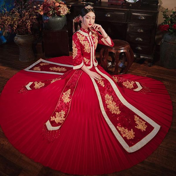 exquisite embroidery bride dress wedding retro chinese cheongsam the toast clothing long section ethnic, Red
exquisite embroidery bride dress wedding retro chinese cheongsam the toast clothing long section ethnic, Red