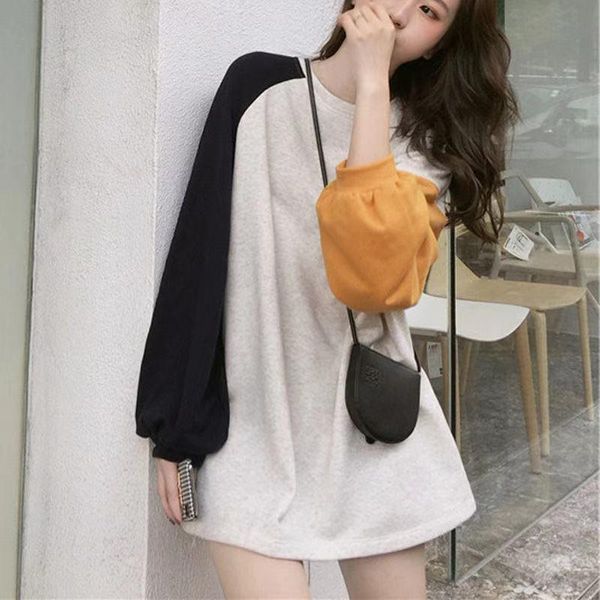 women's t-shirt women long sleeve 2021 spring patchwork o-neck loose leisure sweet girls daily korean style female tees casual, White
women's t-shirt women long sleeve 2021 spring patchwork o-neck loose leisure sweet girls daily korean style female tees casual, White