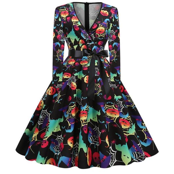 casual dresses halloween dress long sleeve v-neck slim printed big swing, Black;gray
casual dresses halloween dress long sleeve v-neck slim printed big swing, Black;gray
