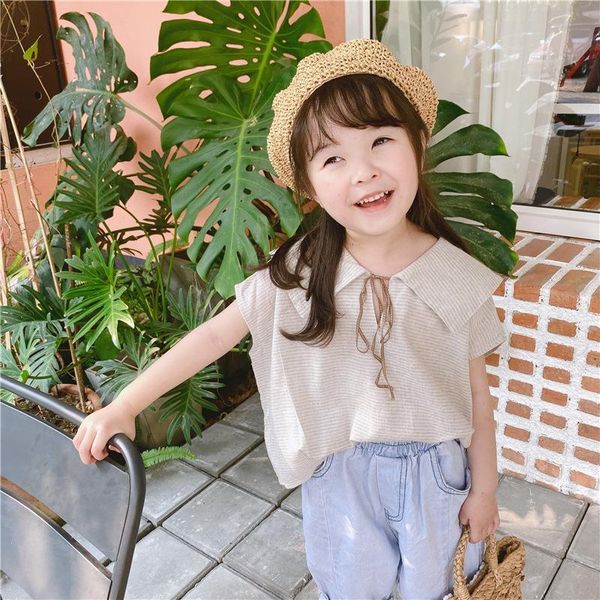 kids cute blouses summer sleeveless striped beige blue loose shirts baby girl casual for 1-6 years, White;black
kids cute blouses summer sleeveless striped beige blue loose shirts baby girl casual for 1-6 years, White;black