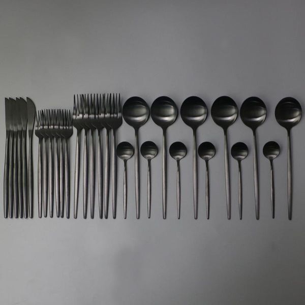 dinnerware sets 30pcs black 18/10 stainless steel cutlety set matte tableware knife fork spoon silverware western flatware
dinnerware sets 30pcs black 18/10 stainless steel cutlety set matte tableware knife fork spoon silverware western flatware