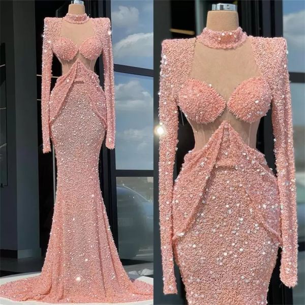 2022 pink evening dresses high neck long sleeves sparkly sequins mermaid floor length ruched pleats illusion hollow custom made prom party g, Black;red
2022 pink evening dresses high neck long sleeves sparkly sequins mermaid floor length ruched pleats illusion hollow custom made prom party g, Black;red