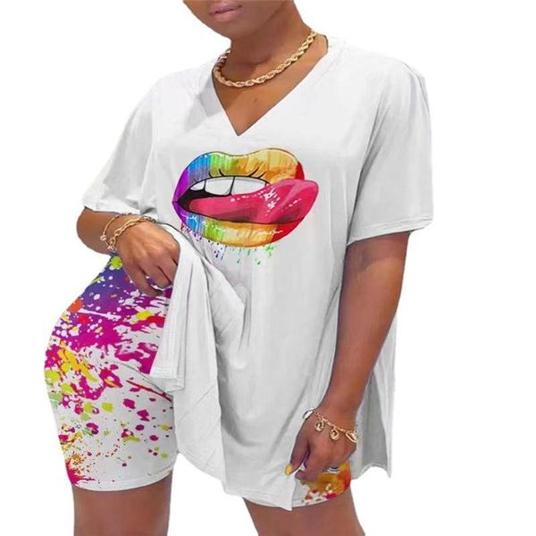 women's tracksuits white o neck short sleeve lip print skinny bro and 2 pieces set casual lady fashion, Gray
women's tracksuits white o neck short sleeve lip print skinny bro and 2 pieces set casual lady fashion, Gray