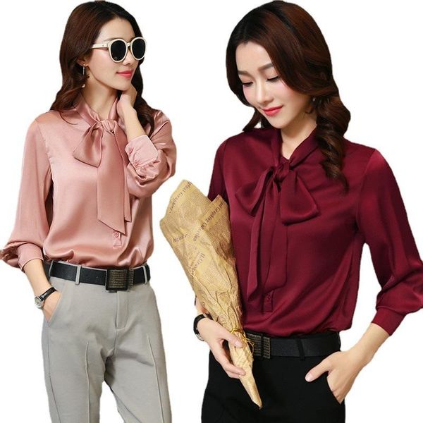 women's jackets shirt blouse silk bow ribbon loose professional dress long sleeve large size, Black;brown
women's jackets shirt blouse silk bow ribbon loose professional dress long sleeve large size, Black;brown