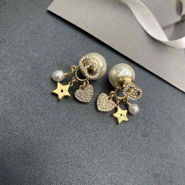 luxury designer fashion back and letter earrings star dijia pearl front pendant jewelry personality versatile 8116, Red;brown
luxury designer fashion back and letter earrings star dijia pearl front pendant jewelry personality versatile 8116, Red;brown