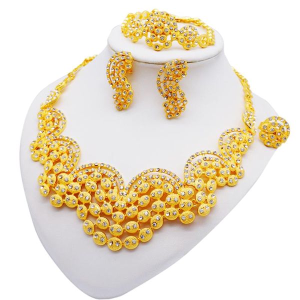 earrings & necklace nigeria dubai gold color jewelry sets african bridal wedding gifts party for women crystal bracelet ring set, Silver
earrings & necklace nigeria dubai gold color jewelry sets african bridal wedding gifts party for women crystal bracelet ring set, Silver