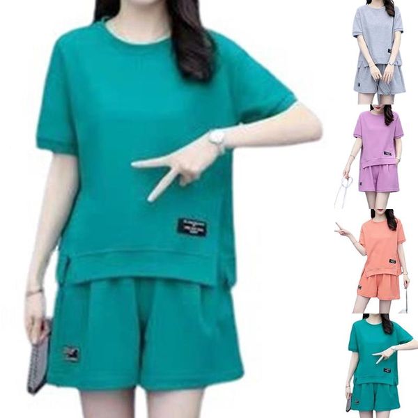 women's tracksuits women summer short sleeve crew neck t-shirt casual sports shorts plus size, Gray
women's tracksuits women summer short sleeve crew neck t-shirt casual sports shorts plus size, Gray