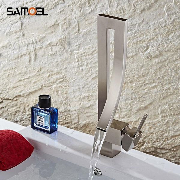 bathroom sink faucets deck mount brass waterfall mixer taps brushed nickel creative design single hole basin nl706
bathroom sink faucets deck mount brass waterfall mixer taps brushed nickel creative design single hole basin nl706