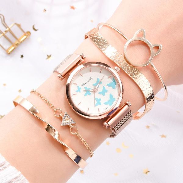 butterfly dial alloy quartz watch simple casual magnet buckle ladies fashion bracelet set montre femme zegarki damskie wristwatches, Slivery;brown
butterfly dial alloy quartz watch simple casual magnet buckle ladies fashion bracelet set montre femme zegarki damskie wristwatches, Slivery;brown