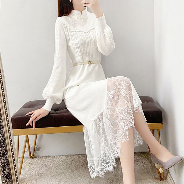 women 2021 spring autumn new lace patchwork knitted female elegant chic sweater es long sleeve a-line vestidos a678mklu, Black;gray
women 2021 spring autumn new lace patchwork knitted female elegant chic sweater es long sleeve a-line vestidos a678mklu, Black;gray