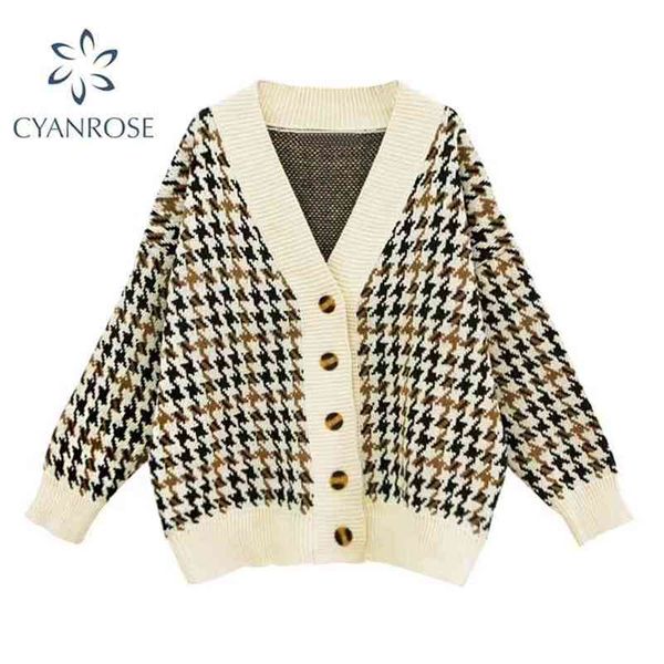 plaid knitted sweaters women vintage autumn winter casual loose v neck long sleeve cardigans fashion outwear korean chic 210515, White
plaid knitted sweaters women vintage autumn winter casual loose v neck long sleeve cardigans fashion outwear korean chic 210515, White
