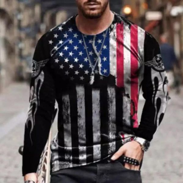 men's t-shirts spring and autumn t-shirt long-sleeved 3d printing pullover sweater star flag round neck loose shirt european style, White;black
men's t-shirts spring and autumn t-shirt long-sleeved 3d printing pullover sweater star flag round neck loose shirt european style, White;black