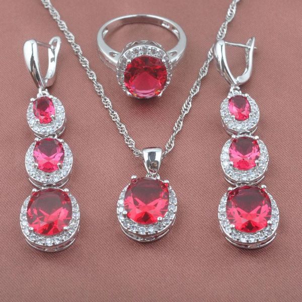 earrings & necklace elegant red zirconia women's silver color jewelry sets pendant drop rings tz0124
earrings & necklace elegant red zirconia women's silver color jewelry sets pendant drop rings tz0124
