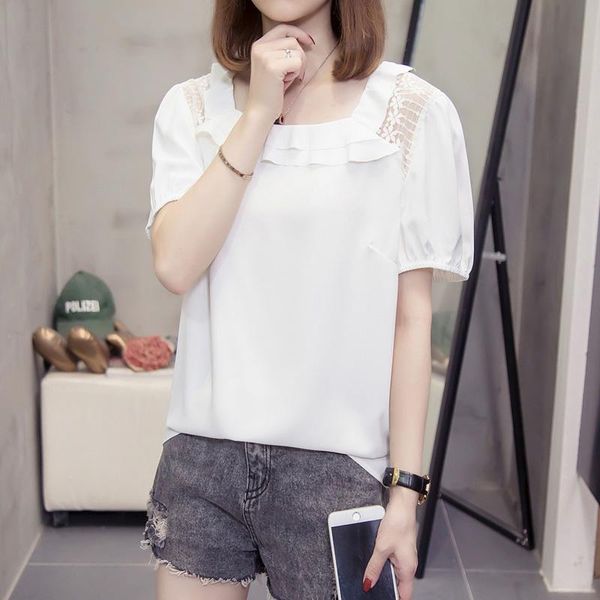 women's blouses & shirts plus size lace patchwork pullovers blouse women 2021 summer fashion short sleeve square collar chiffon korean, White
women's blouses & shirts plus size lace patchwork pullovers blouse women 2021 summer fashion short sleeve square collar chiffon korean, White