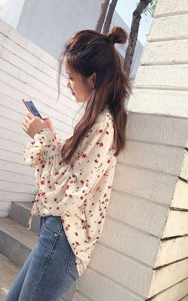 women's blouses & shirts chiffon blouse long puff sleeve flower print turn down collar lady office shirt tunic casual loose blusas, White
women's blouses & shirts chiffon blouse long puff sleeve flower print turn down collar lady office shirt tunic casual loose blusas, White