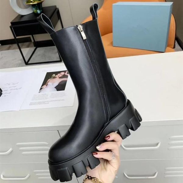 boots soft genuine leather women high platform slim mid-calf, Black 
boots soft genuine leather women high platform slim mid-calf, Black