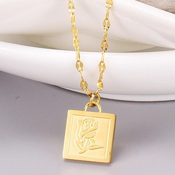 pendant necklaces 316l titanium steel rose necklace fashion elegant square for women luxury fine jewellery gifts, Silver
pendant necklaces 316l titanium steel rose necklace fashion elegant square for women luxury fine jewellery gifts, Silver