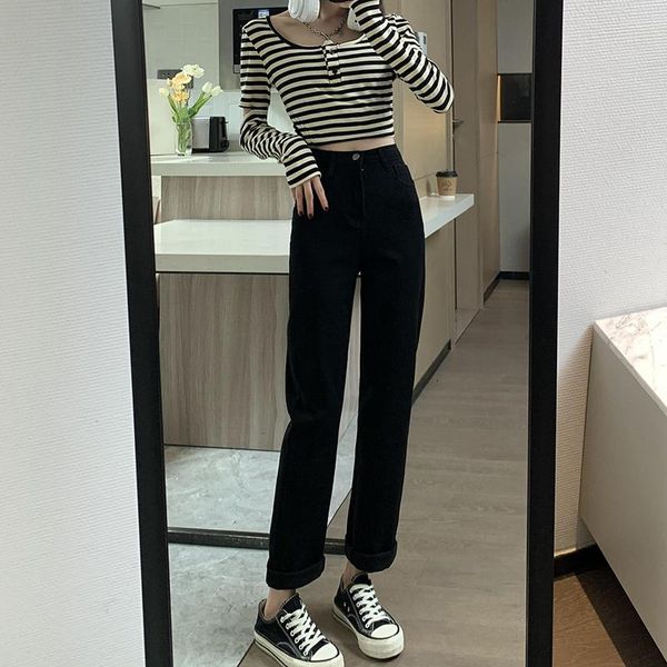 women's jeans guuzyuviz black stretch straight woman high waist vintage casual regular full length pants denim, Blue
women's jeans guuzyuviz black stretch straight woman high waist vintage casual regular full length pants denim, Blue