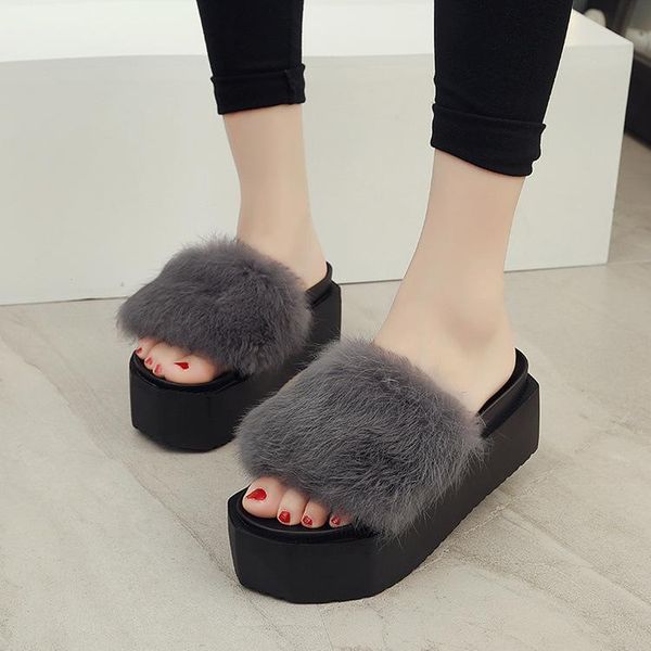 shoes woman sandals high heel elegant furry slippers women platform open toe booties sapato feminino plataforma cunha, Black
shoes woman sandals high heel elegant furry slippers women platform open toe booties sapato feminino plataforma cunha, Black