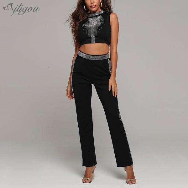 two piece dress ailigou summer 2021 women's club bandage set vestidos beaded and pants 2 night celebrity party, White
two piece dress ailigou summer 2021 women's club bandage set vestidos beaded and pants 2 night celebrity party, White