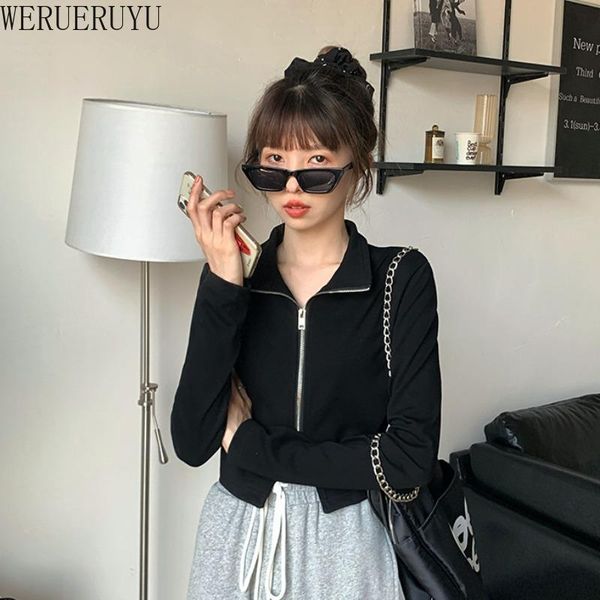 women's jackets werueruyu black jacket street wear womens coats long sleeve turn-down zipper short 2021 fashion, Black;brown
women's jackets werueruyu black jacket street wear womens coats long sleeve turn-down zipper short 2021 fashion, Black;brown