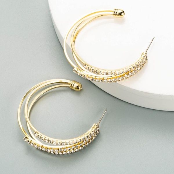 dangle & chandelier personality design multi-layer c-shaped golden earrings 2021 temperament ear jewelry, Silver