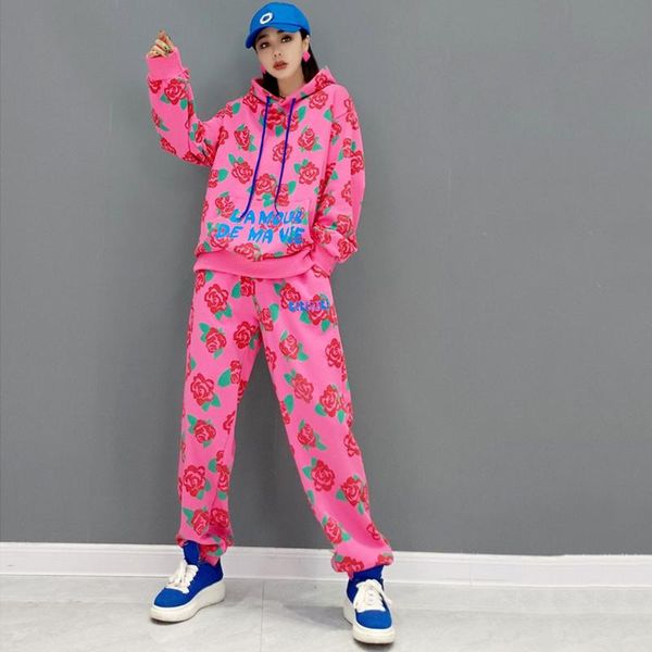 women's two piece pants european station autumn 2021 pink casual sports suit fashion printed sweater + trousers two-piece sets women, White
women's two piece pants european station autumn 2021 pink casual sports suit fashion printed sweater + trousers two-piece sets women, White