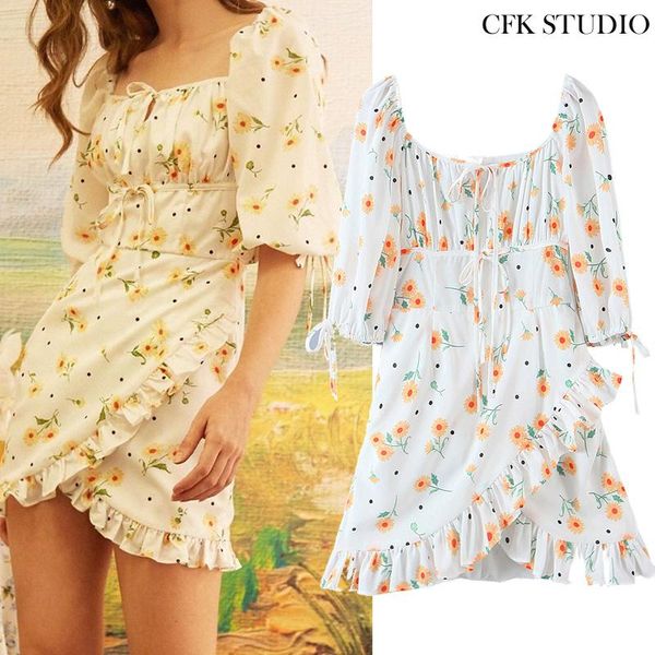 women summer chic fashion floral print ruffles mini dress vintage short sleeve with elastic waist female dresses casual, Black;gray
women summer chic fashion floral print ruffles mini dress vintage short sleeve with elastic waist female dresses casual, Black;gray