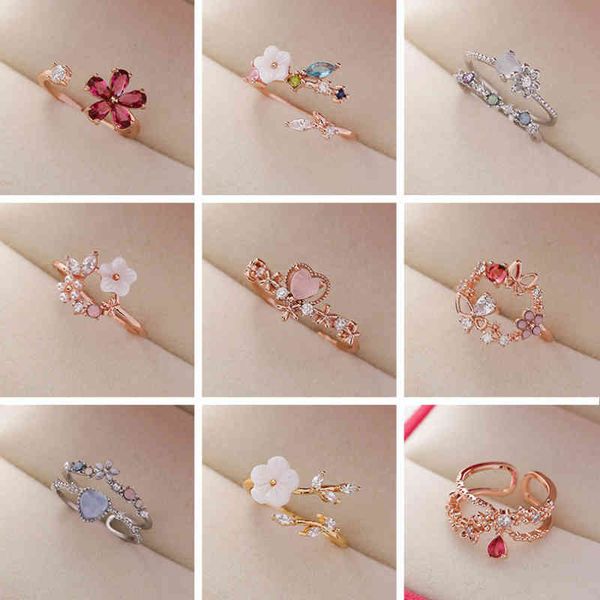 ring korea's exquisite crystal flower fashion temperament sweet versatile love opening ring female jewelry, Silver
ring korea's exquisite crystal flower fashion temperament sweet versatile love opening ring female jewelry, Silver