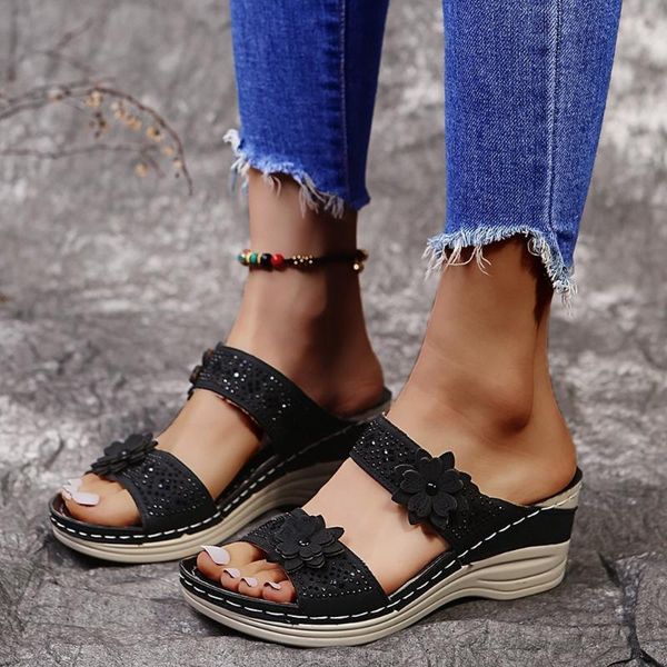 sandals 2021 women's wedge heels shoes slippers women summer comfortable female platform sandalias mujer slip-on flat, Black
sandals 2021 women's wedge heels shoes slippers women summer comfortable female platform sandalias mujer slip-on flat, Black