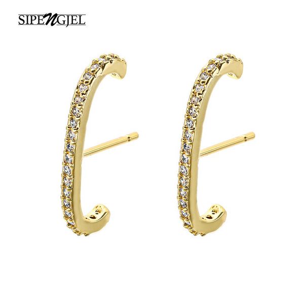 fashion cubic zircon geometric curved line stud earrings for women small crystal cuffs korean jewelry 2021, Golden;silver
fashion cubic zircon geometric curved line stud earrings for women small crystal cuffs korean jewelry 2021, Golden;silver