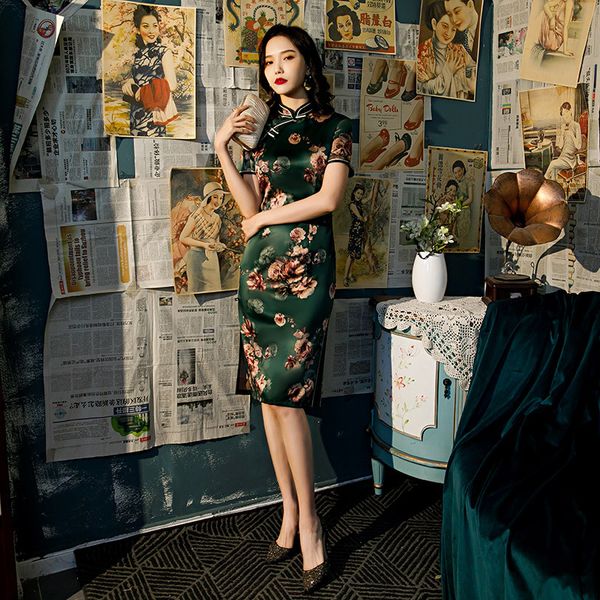 big size 4xl green floral women qipao elegant slim printed chinese cheongsam vintage formal daily dress, Red
big size 4xl green floral women qipao elegant slim printed chinese cheongsam vintage formal daily dress, Red