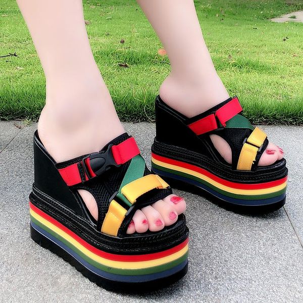 female summer outside fashion super high heel 14cm wedges candy color wedge sandals shoes women dress, Black
female summer outside fashion super high heel 14cm wedges candy color wedge sandals shoes women dress, Black